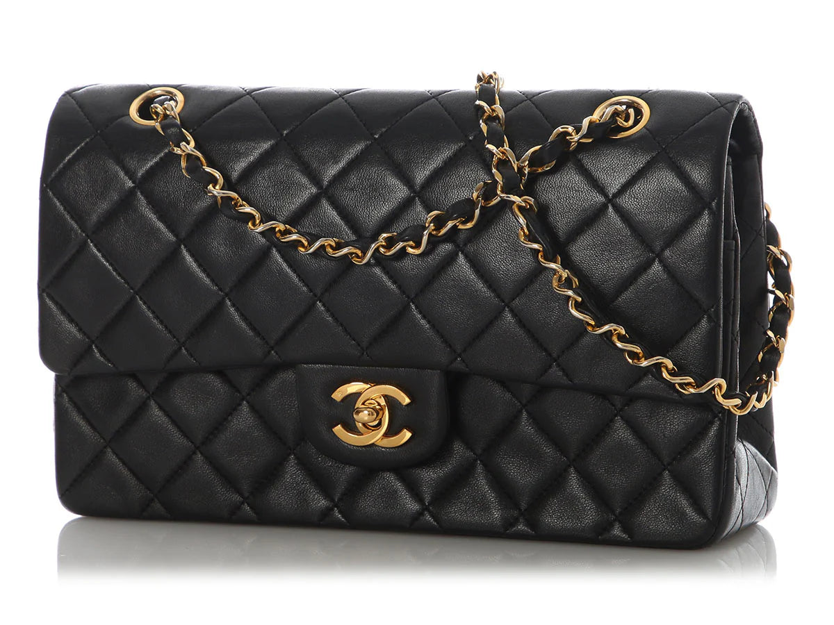 CHANEL CLASSIC HANDBAG Grained Calfskin & Gold-Tone Metal Black