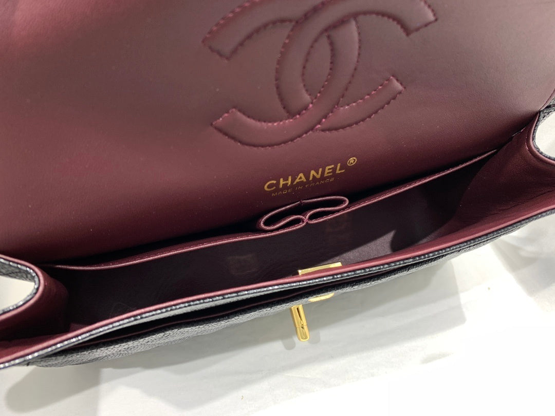 CHANEL CLASSIC HANDBAG Grained Calfskin & Gold-Tone Metal Black