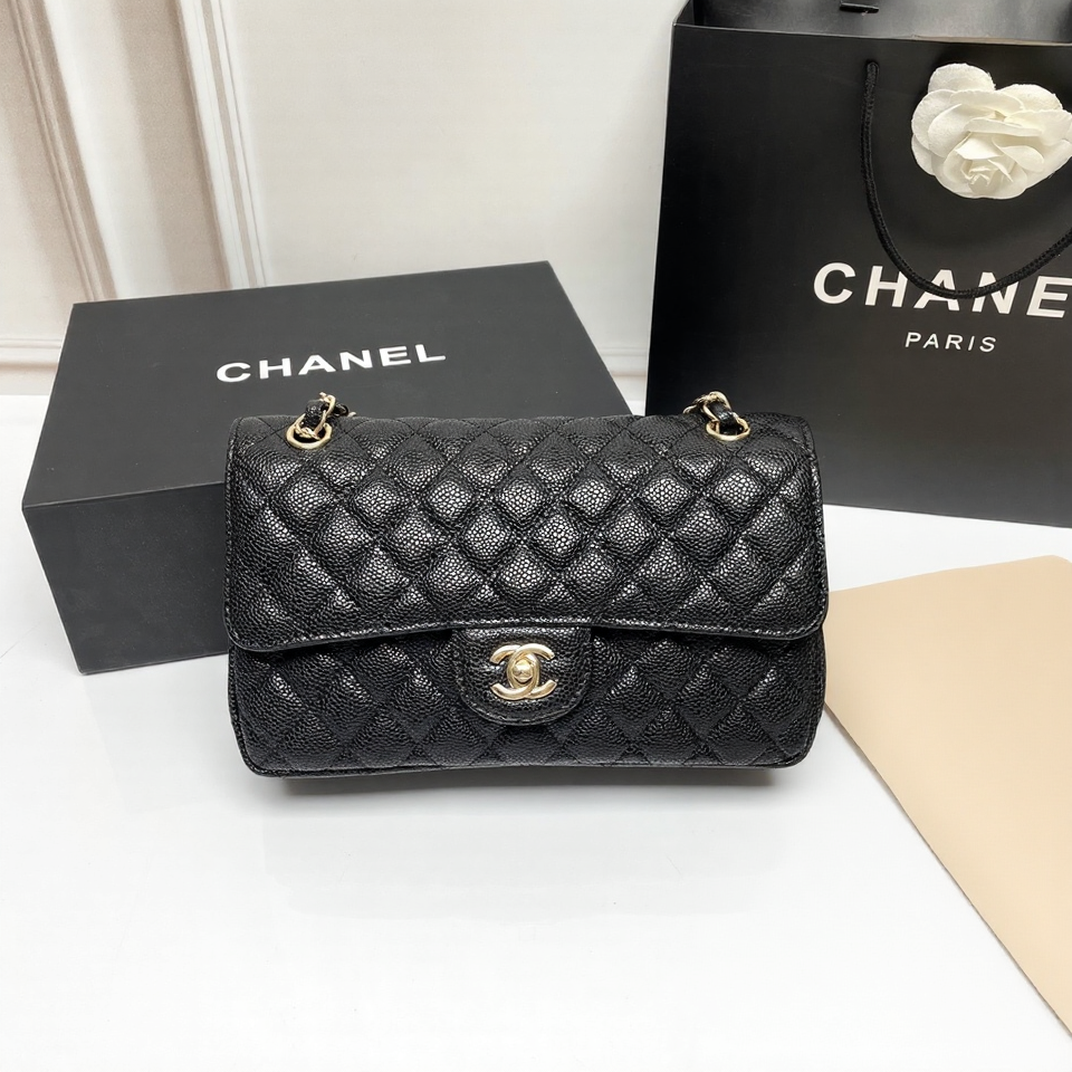 CHANEL CLASSIC 11.12 HANDBAG GRAINED CALFSKIN & GOLD METAL