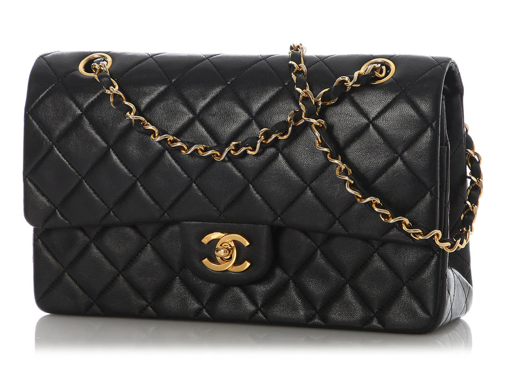 CHANEL CLASSIC HANDBAG Grained Calfskin & Gold-Tone Metal Black