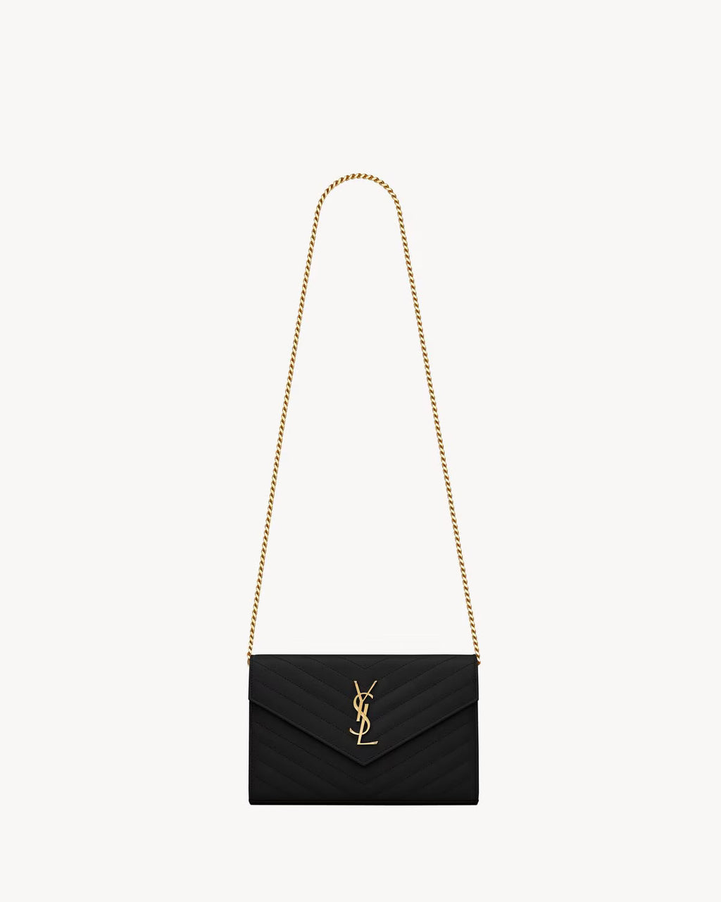 SAINT LAURENT YSL CLASSIC CASSANDRE CHAIN WALLET IN GRAIN