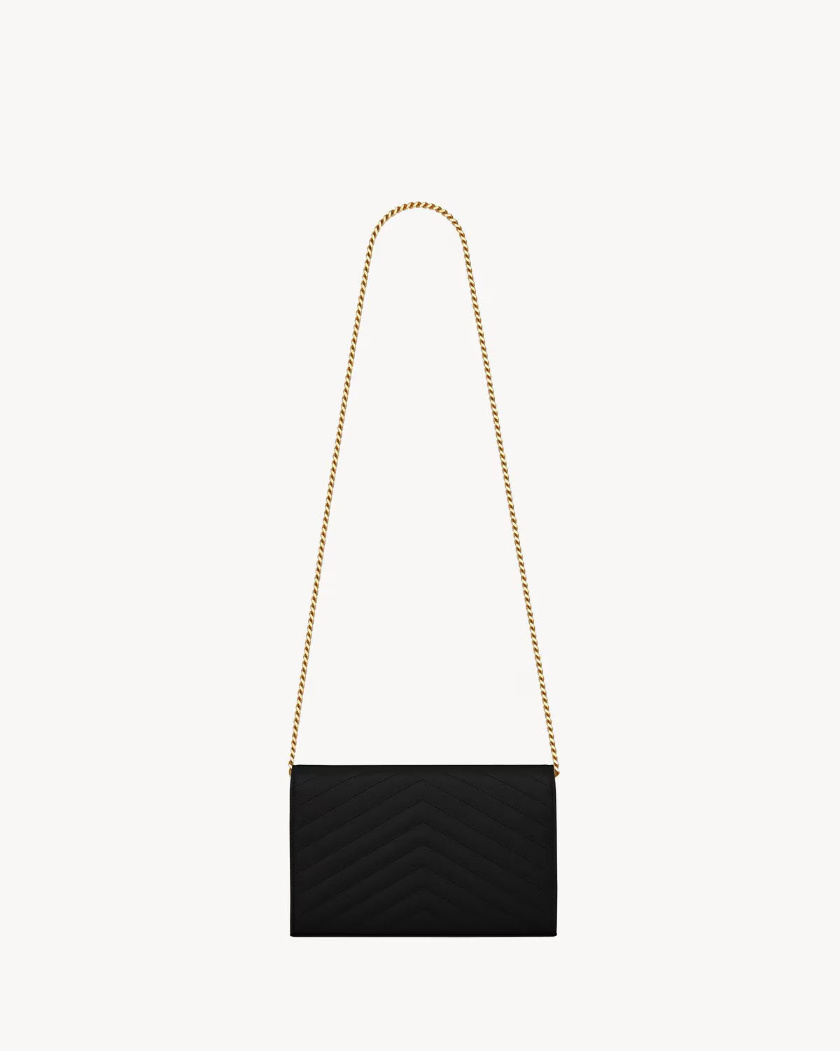 SAINT LAURENT YSL CLASSIC CASSANDRE CHAIN WALLET IN GRAIN