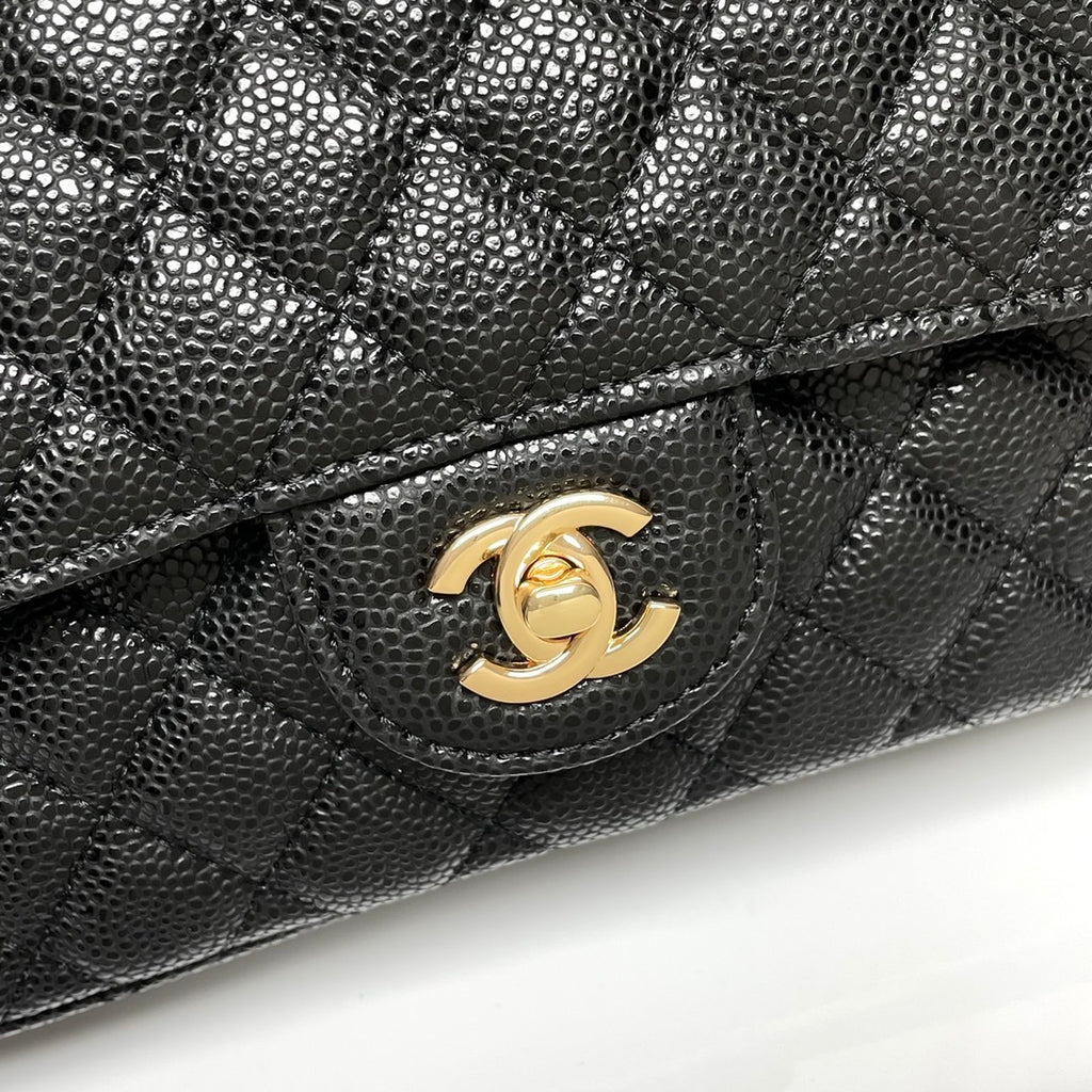 CHANEL CLASSIC 11.12 HANDBAG GRAINED CALFSKIN & GOLD METAL