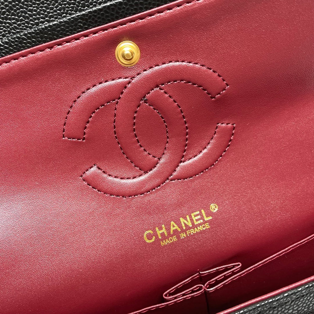 CHANEL CLASSIC 11.12 HANDBAG GRAINED CALFSKIN & GOLD METAL